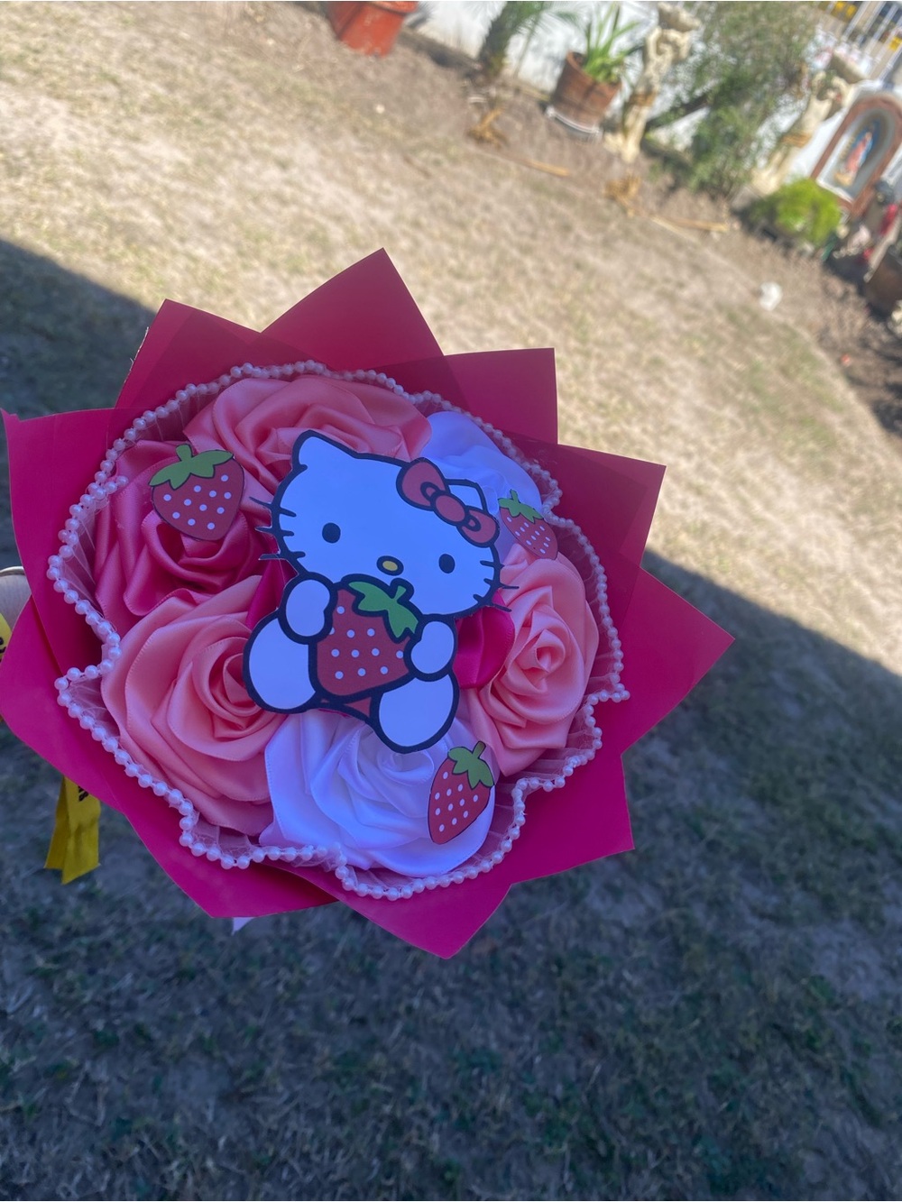 Hello Kitty Pink and White Strawberry Bouquet Hair Accessory
